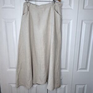Vintage Bagatelle Beige Linen A-Line Skirt 14 RUNS SMALL - READ DESCRIPTION